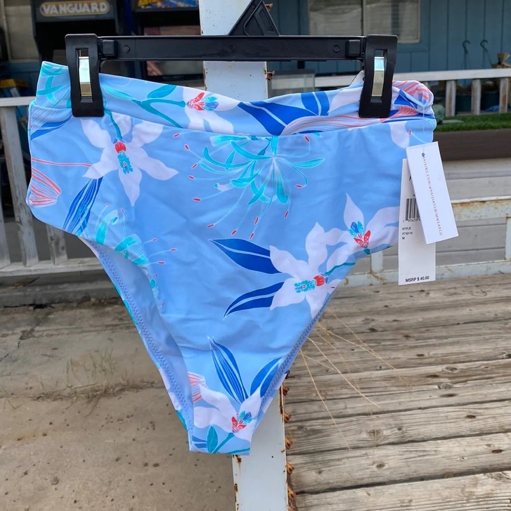 Raisins Juniors Printed Summer Bloom High-Waist Tropics Bikini Bottom - Picture 2 of 5